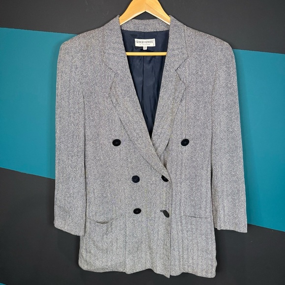Vintage Giorgio Armani Classic Gray zig zag Blazer size 42 - Picture 5 of 15